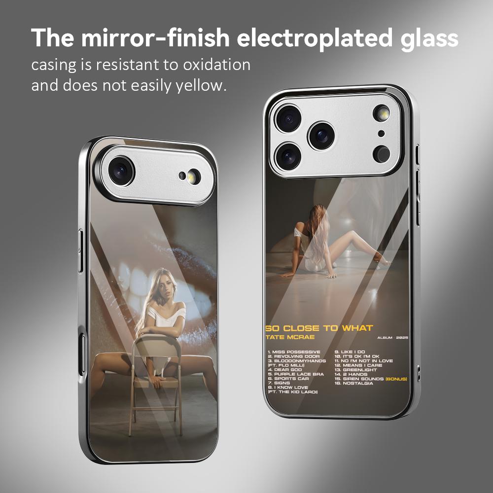 Apple Iphone 16 - 歌手T-Tate McRaeのiPhoneケース、iPhone 17、16、15、14、13、12 Pro Max Plus対応、電気メッキメタルバンパー、耐衝撃ケース