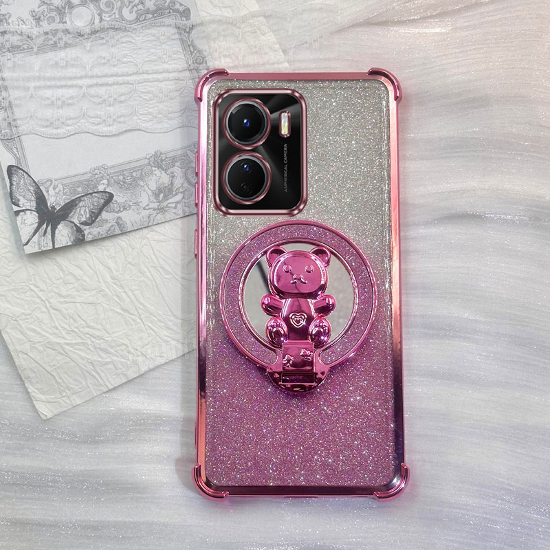 Vivo Y28 - ハートベアグリッターフォンホルダーケース Vivo Y02S Y02 Y56 Y17