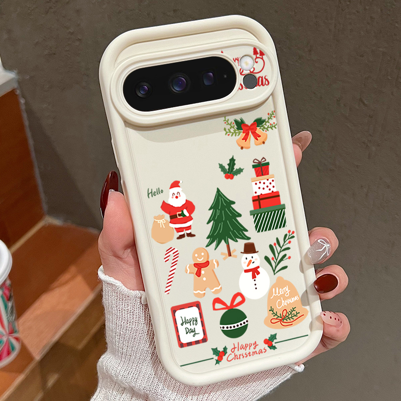 ハッピークリスマス柄 ソフトTPUスマホケース Google - Google Pixel 9 Pro のレビューと価格